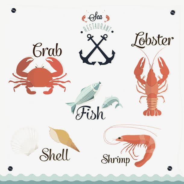 矢量海鲜图案免抠