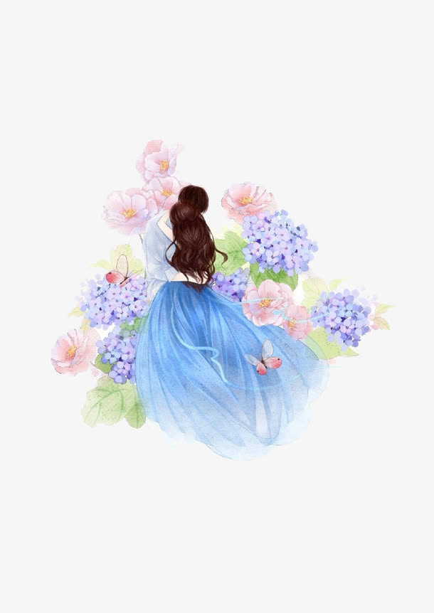 唯美手绘人物插画免抠