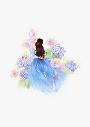 唯美手绘人物插画免抠