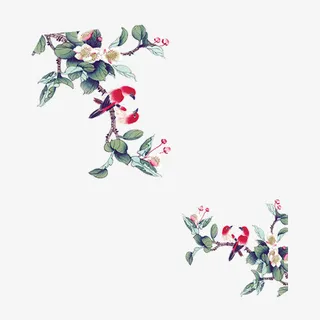 手绘浪漫唯美树枝花卉免抠