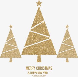 三棵金色圣诞树免抠节日圣诞节元素