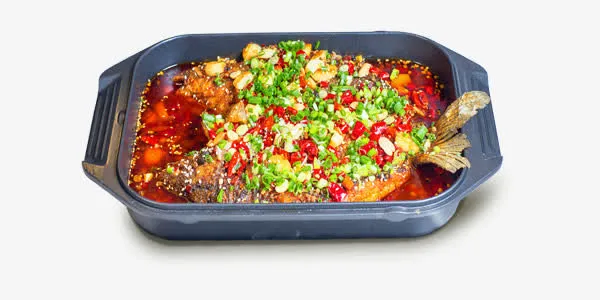 麻辣烤鱼中国风美食图案免抠
