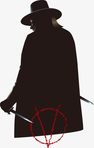 矢量戴礼帽神秘人免抠