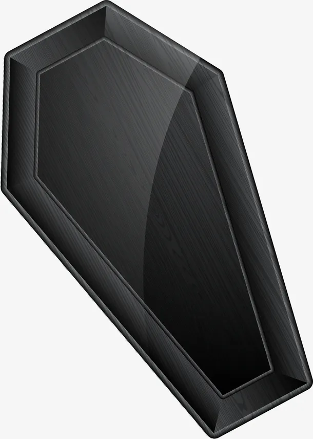 黑色木质棺材免抠