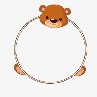 卡通小熊圆形线框免抠