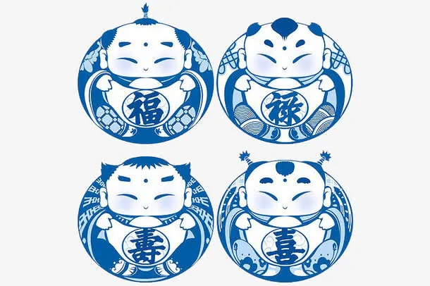 福禄寿喜娃娃免抠