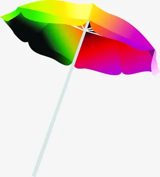 春天彩色遮阳伞手绘免抠