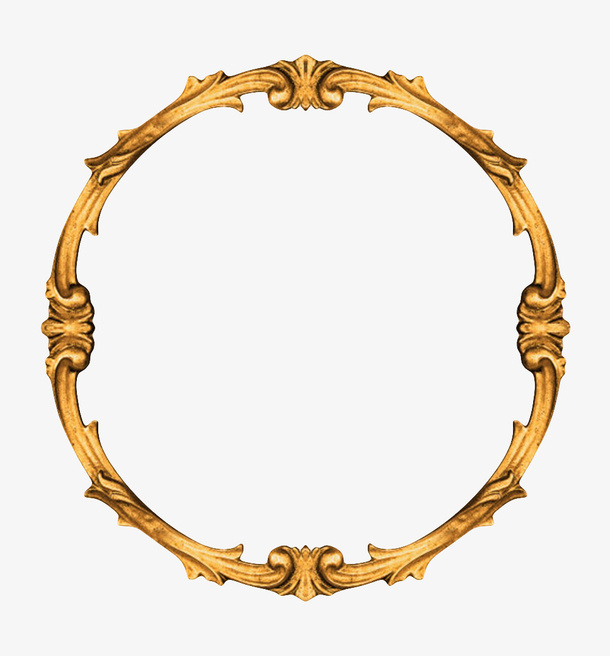 金色圆形带刺的框架实物免抠