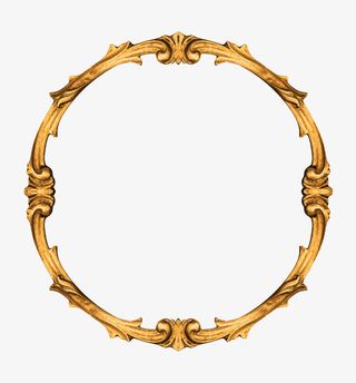 金色圆形带刺的框架实物免抠