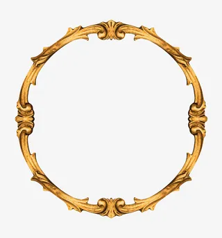金色圆形带刺的框架实物免抠