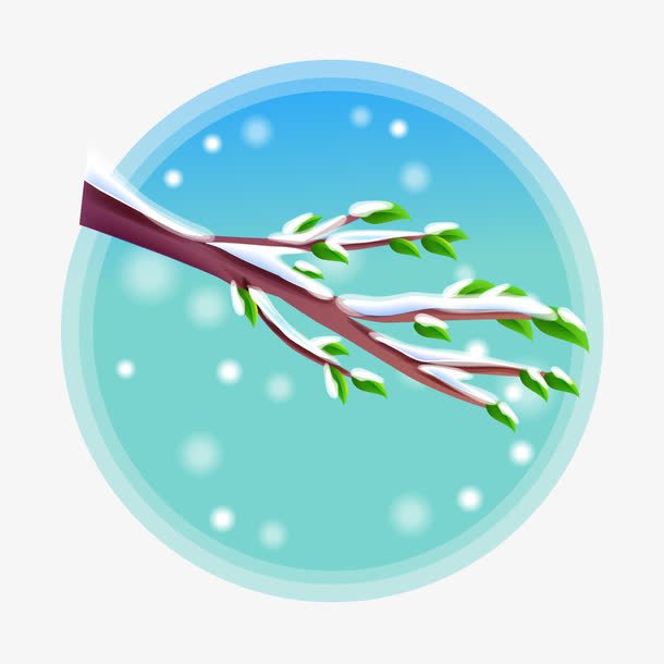 雪中的树枝免抠