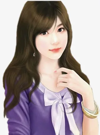 手绘美女免抠