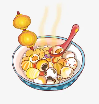卡通装饰插图元宵节可爱汤圆插画免抠