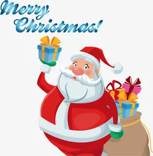 举着礼物的圣诞老人矢量素材免抠