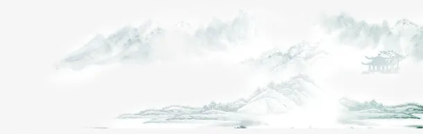 山水画毛笔室内装饰画免抠
