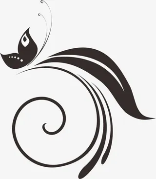 黑色花纹树叶边框装饰免抠