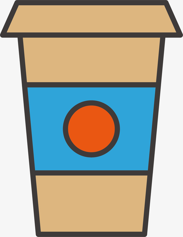 简笔线条咖啡纸杯免抠