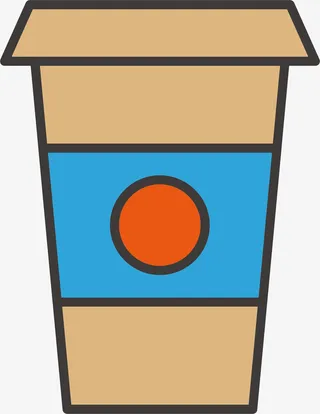 简笔线条咖啡纸杯免抠