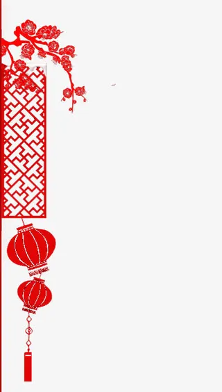 红色古风门窗免抠