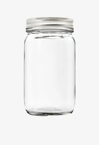 透明玻璃银色盖子的广口瓶实物免抠
