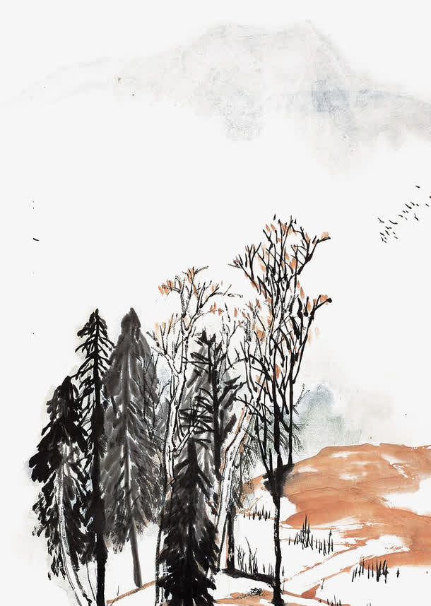中国风水墨山水免抠