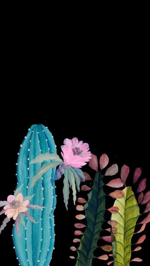 手绘插画仙人掌开花免抠