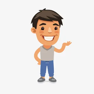 手绘卡通休闲男人免抠