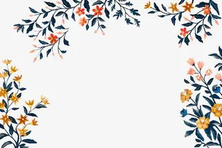 卡通树枝花边免抠