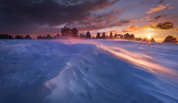 阳光雪地梦幻风景免抠