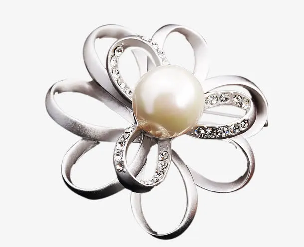 哑光金色仿珍珠胸花胸针免抠