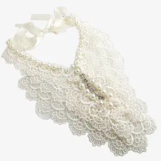 新品VIVI杂志款钩花水晶假领子免抠