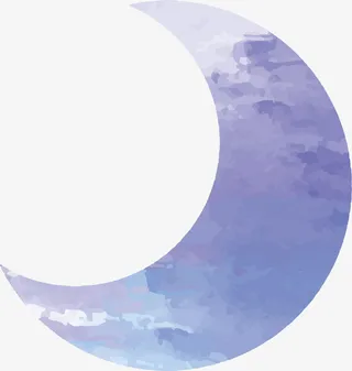 紫色水彩扁平弯月免抠