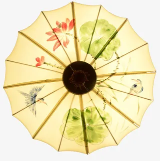 红色荷花儿油纸伞免抠