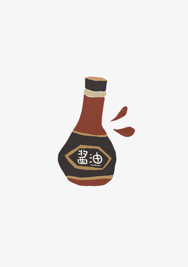 手绘酱油瓶免抠
