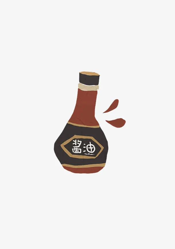 手绘酱油瓶免抠