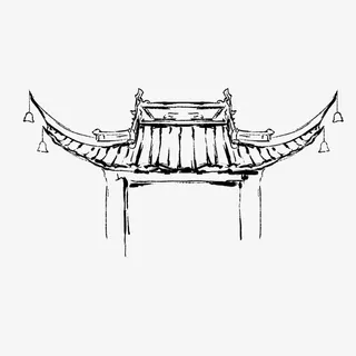 古风宫殿角楼线稿素材免抠