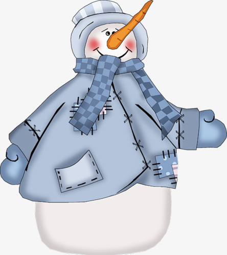 穿着补丁衣服的雪人免抠