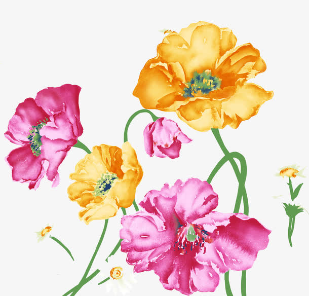 手绘水彩风格花朵免抠
