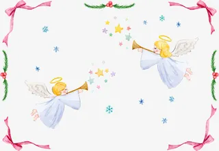 水彩背景天使