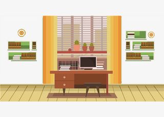 扁平风室内书房图案免抠