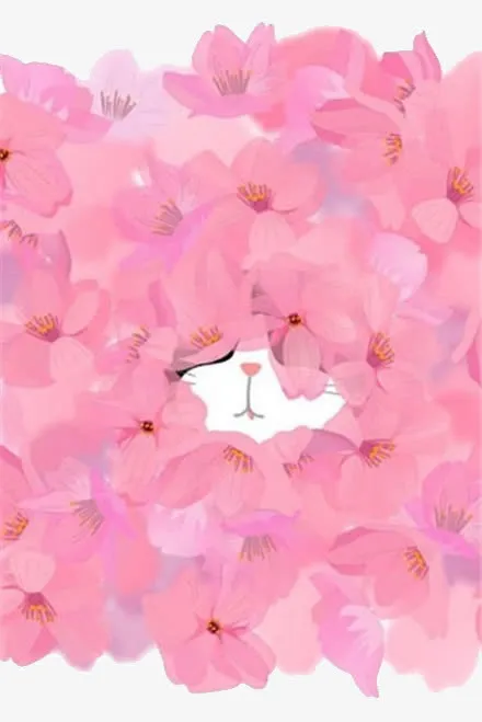 粉色桃花猫免抠