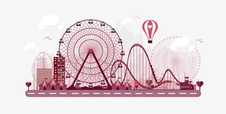 卡通红色情人节摩天轮矢量图免抠