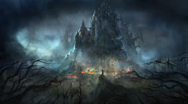黑夜恐怖的魔窟海报背景魔幻免抠