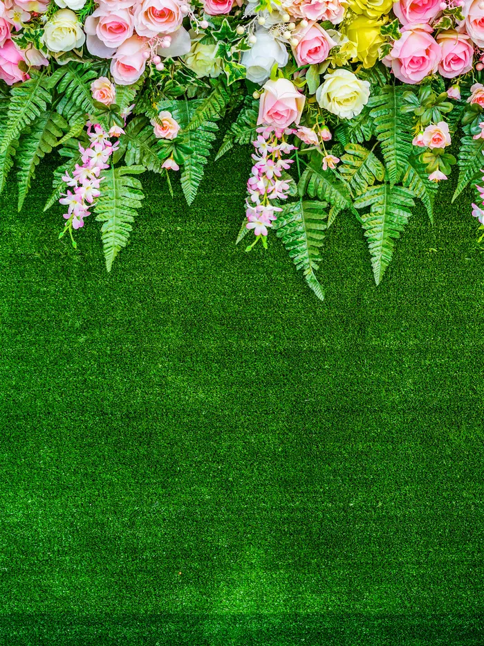 绿色草地花丛鲜花花朵花瓣背景素材高清