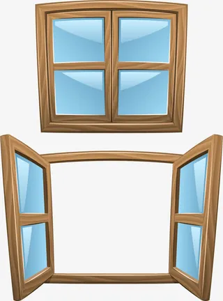 窗户卡通蓝色矢量免抠