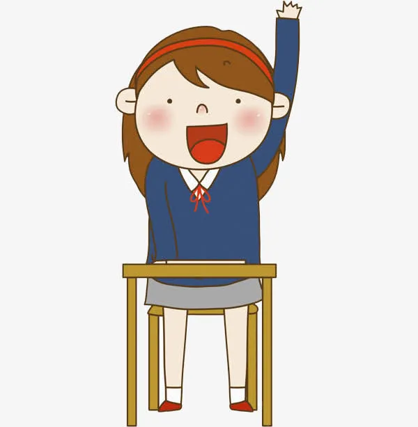 举手的女学生免抠
