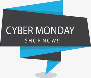 蓝色折纸促销标签免抠