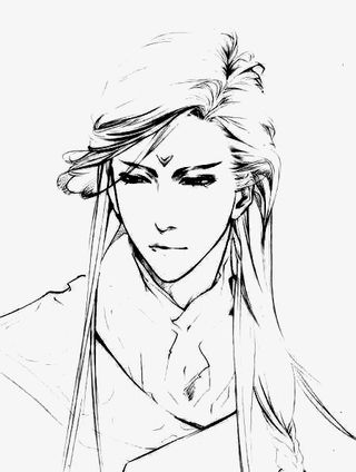 古风男子线稿免抠