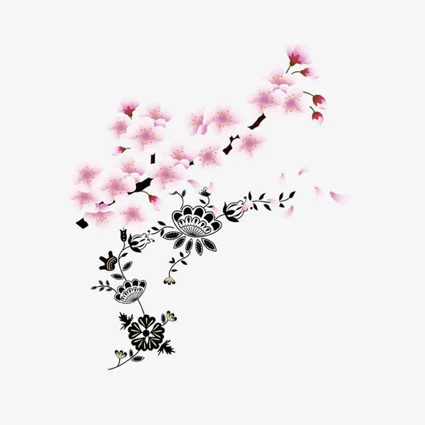 手绘一簇梨花花瓣素材免抠