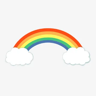 卡通简约五色可爱彩虹免抠